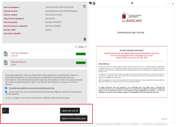 CNB FAQ e-DCM Signature manuscrite avocat 1