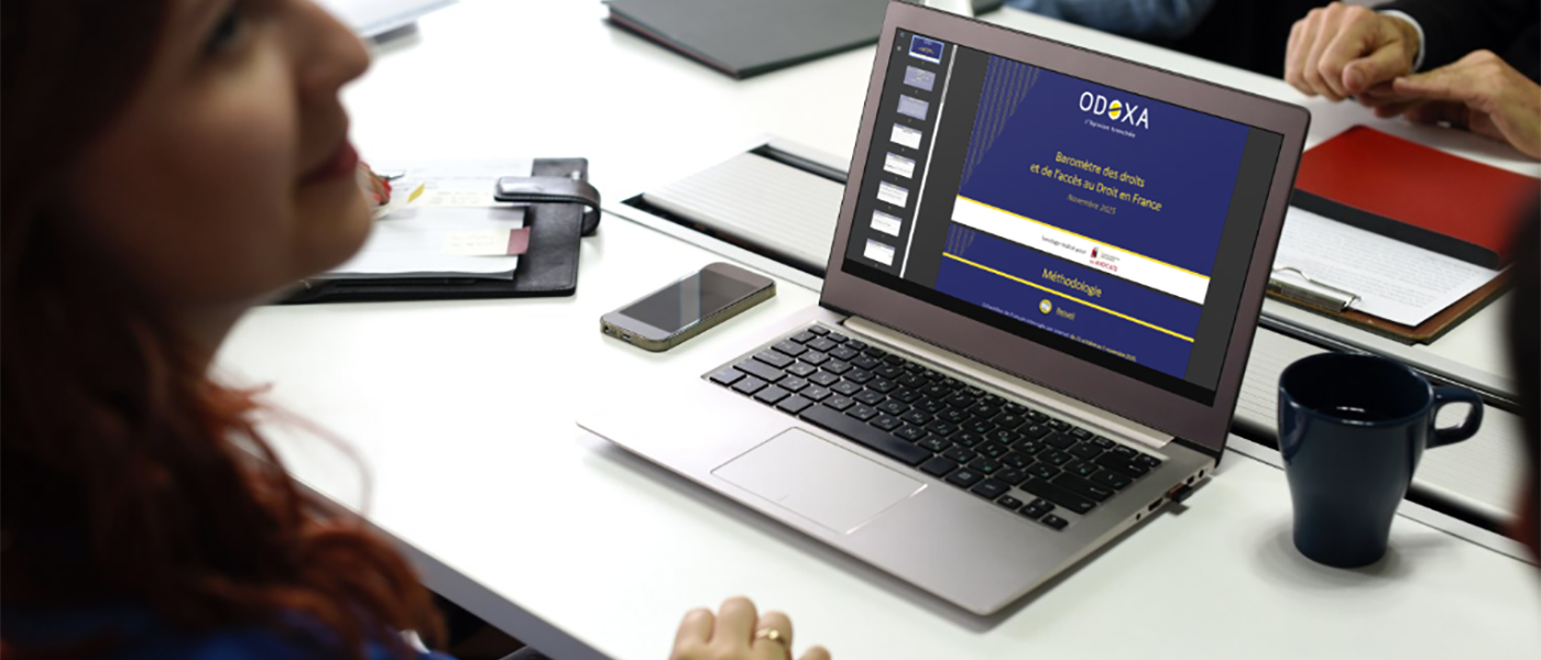 Baromètre CNB sur l'Accès au droit consulté depuis un ordinateur portable
